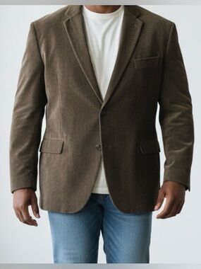 Vintage Chaps Men’s 2XL Corduroy Blazer Jacket Brown Preppy Academic casual XXL
